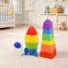LEAN TOYS Guminių kaladėlių rinkinys „Bokštas Raketa Kosmonautas“ spalvingas, 11 vnt.