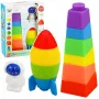 LEAN TOYS Guminių kaladėlių rinkinys „Bokštas Raketa Kosmonautas“ spalvingas, 11 vnt.