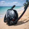 LEAN TOYS Full Face AntiFog DryTop Snorkeling Diving Mask Black L/XL