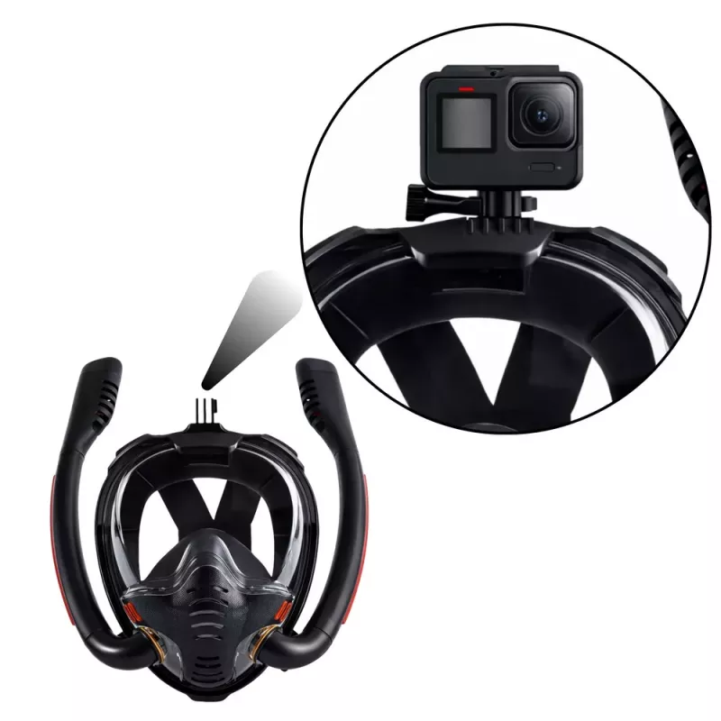 LEAN TOYS Full Face AntiFog DryTop Snorkeling Diving Mask Black L/XL