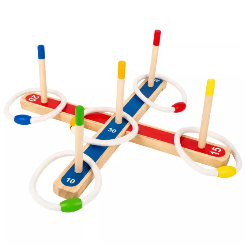 LEAN TOYS Medinis žiedų mėtymo įgūdžių žaidimas šeimai su taškais
