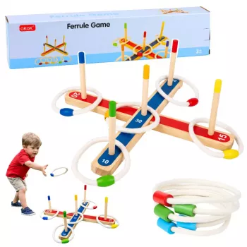 LEAN TOYS Medinis žiedų mėtymo įgūdžių žaidimas šeimai su taškais