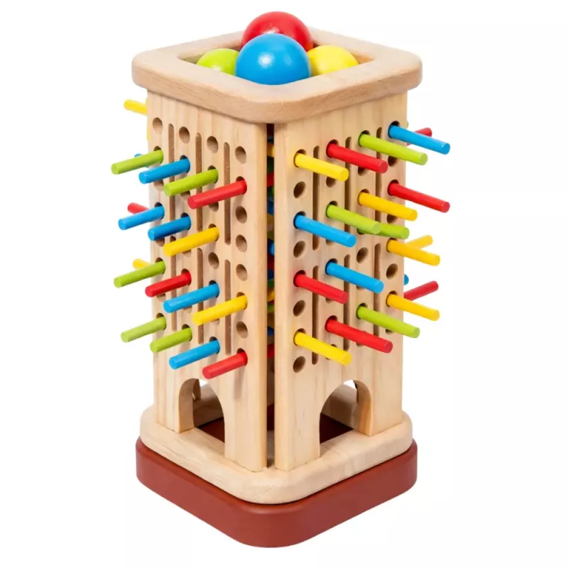 LEAN TOYS Wooden Educational Skill Game Tower Sticks Balls Dice 37 pcs