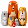 LEAN TOYS Medinių matrioškų rinkinys Dėlionė Miško gyvūnai 6 vnt.