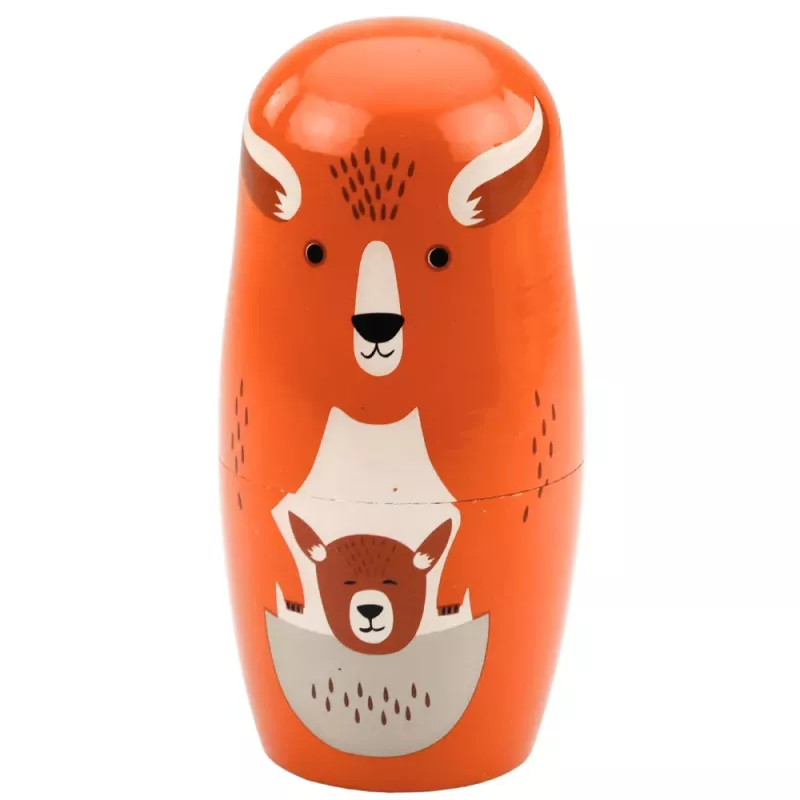 LEAN TOYS Medinių matrioškų rinkinys Dėlionė Miško gyvūnai 6 vnt.