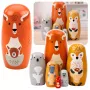 LEAN TOYS Medinių matrioškų rinkinys Dėlionė Miško gyvūnai 6 vnt.