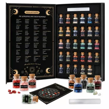 LEAN TOYS Rinkinys „Kristalai, mineralai ir brangakmeniai stiklainiuose“ su knyga, 30 vnt.