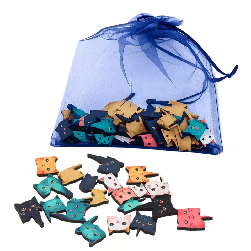 LEAN TOYS Wooden Puzzle Kittens Educational Puzzle Frame Bag 62 pcs.