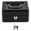 LEAN Small Metal Money Box Safe with Key Lock Black 13x10 cm