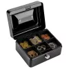 LEAN Small Metal Money Box Safe with Key Lock Black 13x10 cm