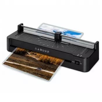 LEAN 3-in-1 Laminatorius su sandarikliu ir giljotina A3 nuotraukoms ir dokumentams, juodas