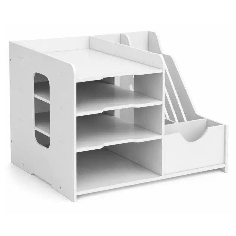 LEAN TOYS Medinis stalinis organizatorius segtuvams ir dokumentams A4 baltas