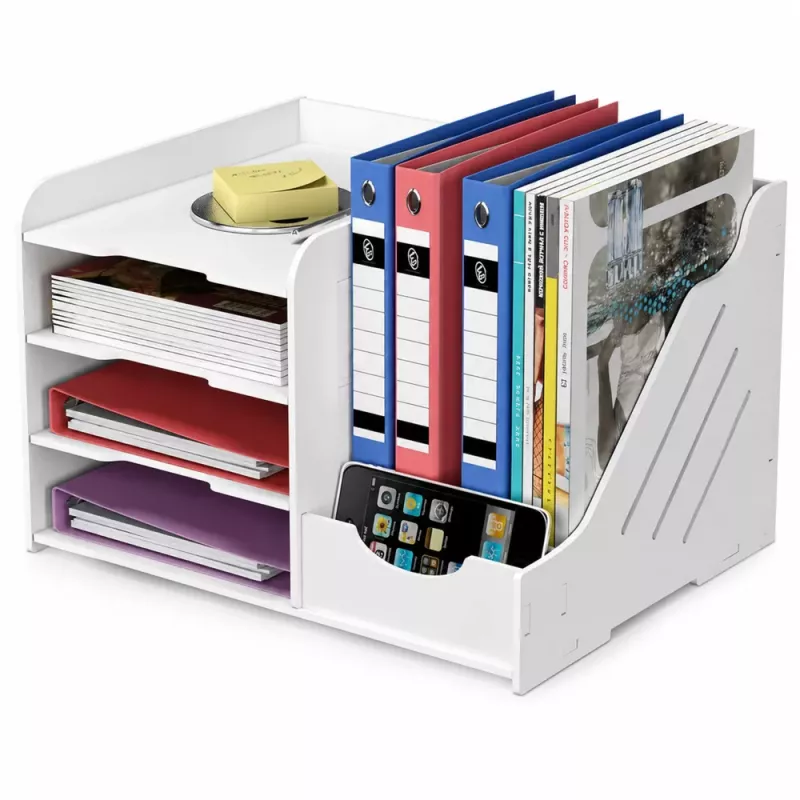 LEAN TOYS Medinis stalinis organizatorius segtuvams ir dokumentams A4 baltas