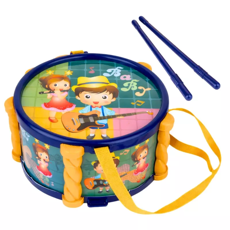 LEAN TOYS Muzikos instrumentų rinkinys vaikams: Būgnas, Trimitas, Barškučiai, Lazdelės