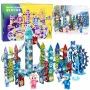 LEAN TOYS Magnetinių blokelių rinkinys su kamuoliukų trasa ir malūno ratu, 118 dalių