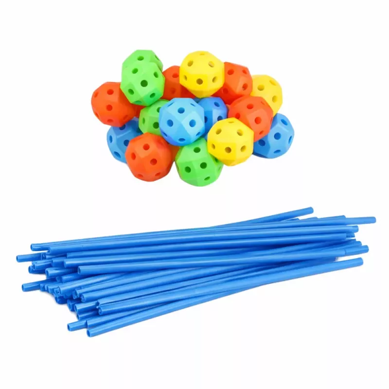 LEAN TOYS Kūrybinis statybinių vamzdelių rinkinys erdviniam konstravimui, 340 vnt.