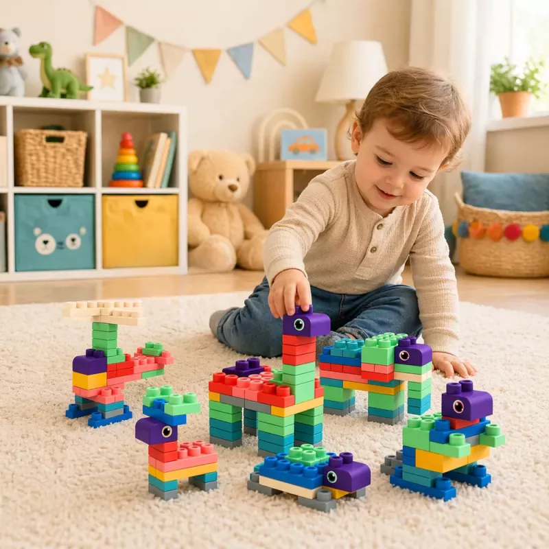 LEAN TOYS Minkšti sensoriniai silikoniniai konstravimo blokeliai spalvoti 80 vnt.