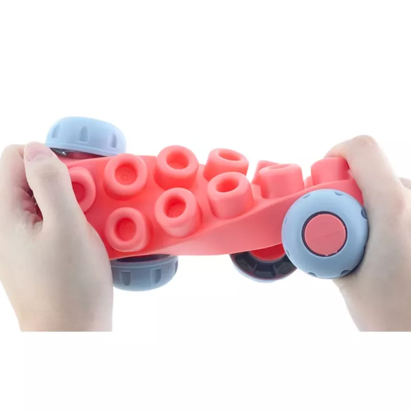 LEAN TOYS Minkšti sensoriniai silikoniniai konstravimo blokeliai spalvoti 80 vnt.