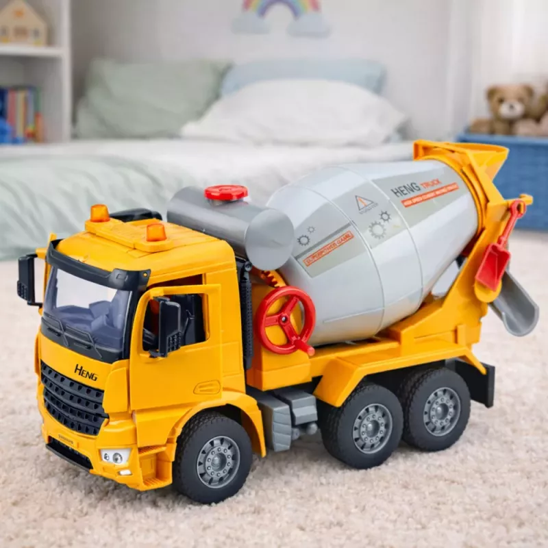 LEAN TOYS Statybinis sunkvežimis Betono maišyklė Sukamasis būgnas Šviesos Garsai