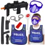 LEAN TOYS Policijos rinkinys: liemenė, šautuvas, kaukė, racija, aksesuarai
