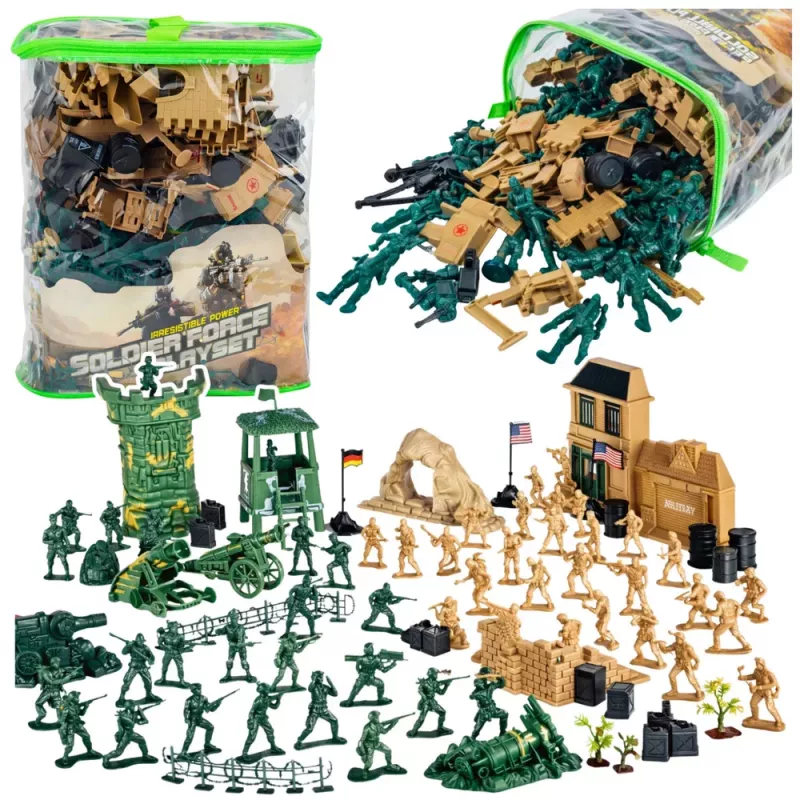 LEAN TOYS Military Base Figures Soldiers Vehicles Large Military Set 400 pcs
