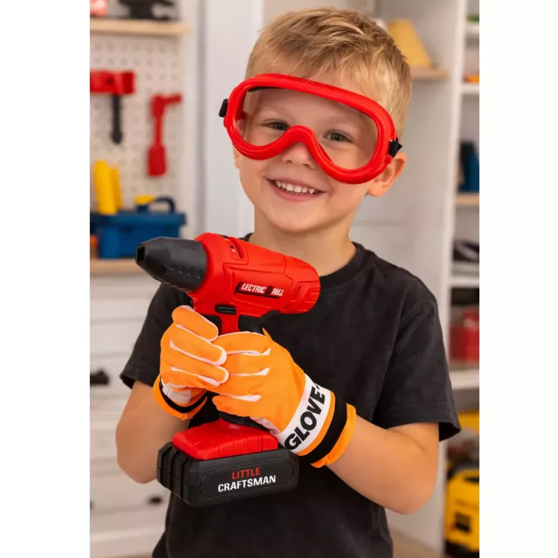LEAN TOYS Didelis įrankių rinkinys vaikams su baterijomis varomu atsuktuvu ir šlifuokliu, 28 vnt.