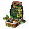 LEAN TOYS Dinozaurų rinkinys kuprinėje, lagaminėlyje, figūrėlės, mokomosios kortelės, aksesuarai, 30 vnt.