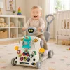 LEAN TOYS Interaktyvus edukacinis 5-in-1 dviratis, stumtuvas, stalas, paspirtukas pilkas