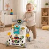 LEAN TOYS Interaktyvus edukacinis 5-in-1 dviratis, stumtuvas, stalas, paspirtukas pilkas