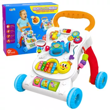 LEAN TOYS Stūmiamas vaikštynė su edukaciniu muzikiniu skydeliu 3v1 Garsai