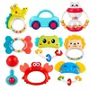 LEAN TOYS Rinkinys barškučių, dantukų dildymo žaislų, žaislų mažiems vaikams, spalvingų, judančių, 9 vnt.