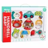 LEAN TOYS Rinkinys barškučių, dantukų dildymo žaislų, žaislų mažiems vaikams, spalvingų, judančių, 9 vnt.