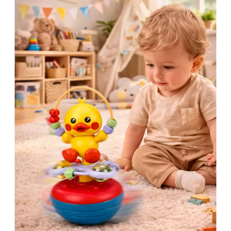 LEAN TOYS Wanka Stovintis Antis Mokomasis Interaktyvus Garsinis Barškutis Geltonas