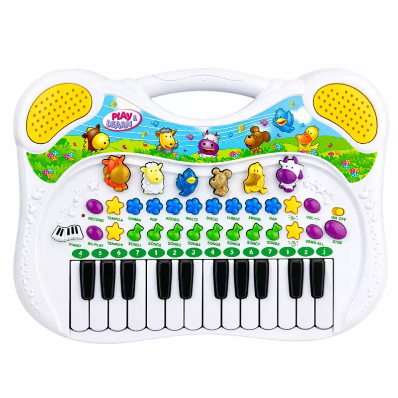 LEAN TOYS Interaktyvus mokomasis pianinas vaikams su gyvūnų garsais ir melodijomis