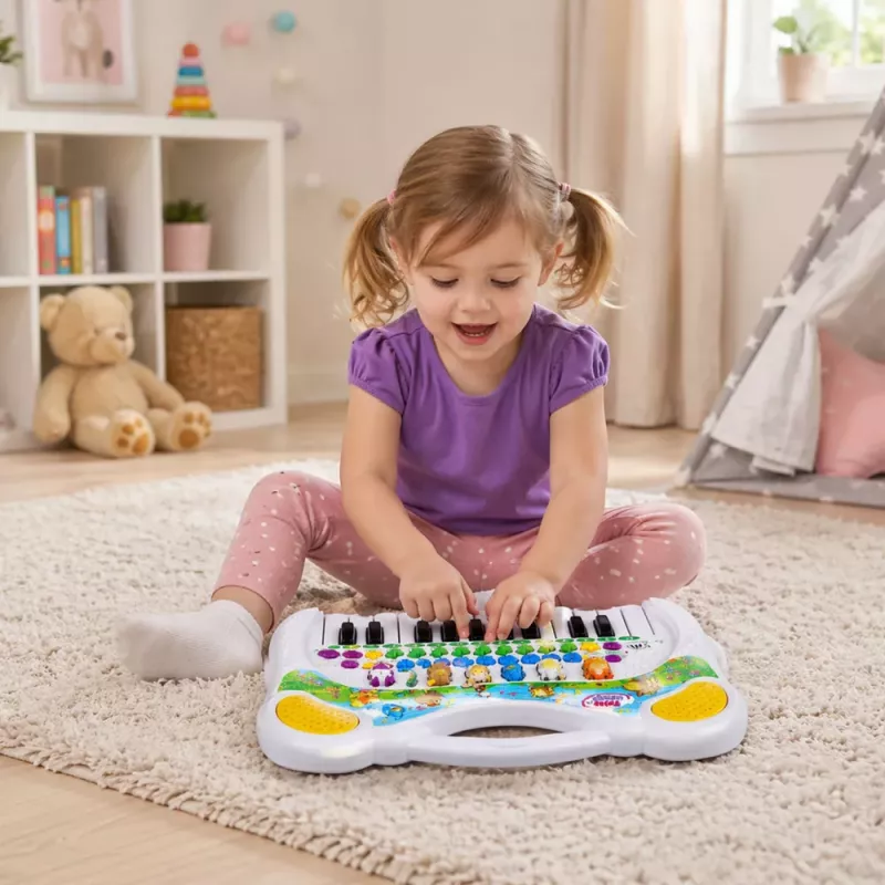 LEAN TOYS Interaktyvus mokomasis pianinas vaikams su gyvūnų garsais ir melodijomis