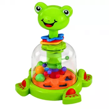 LEAN TOYS Interaktyvus varlytės suktukas su besisukančiais rutuliais kūdikiams