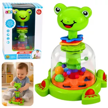 LEAN TOYS Interaktyvus varlytės suktukas su besisukančiais rutuliais kūdikiams
