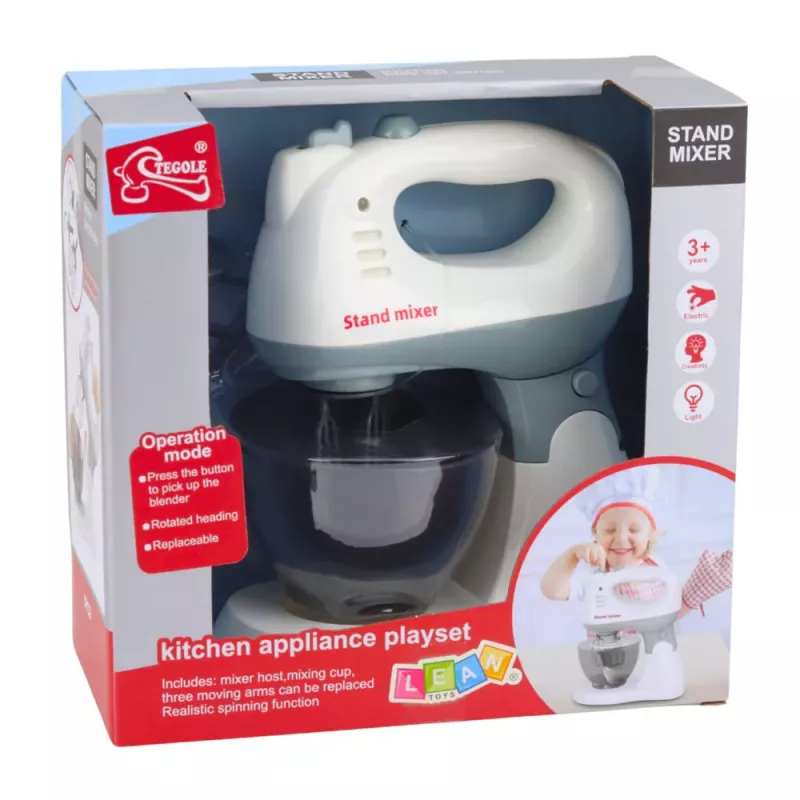 LEAN TOYS Vaikų virtuvės robotas su stovu ir dubeniu, šviesomis ir garsais