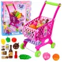 LEAN TOYS Didelis prekių krepšelis vaikams su bakalėjos prekėmis, rožinis, 52 cm, 46 vnt.