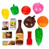 LEAN TOYS Didelis prekių krepšelis vaikams su bakalėjomis mėlynas 52cm 46 vnt.