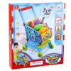 LEAN TOYS Didelis prekių krepšelis vaikams su bakalėjomis mėlynas 52cm 46 vnt.