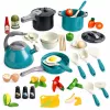 LEAN TOYS Little Chef's Set - Virtuviniai puodai, indai, virdulys, turkio spalvos, 33 dalys