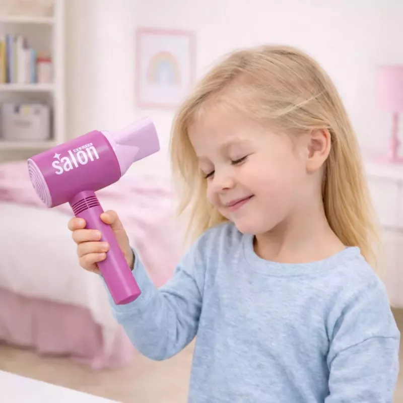 LEAN TOYS Vaikų kirpyklos rinkinys - Žaislinis plaukų džiovintuvas, veidrodis, šukos ir aksesuarai - Vaidybinis grožio rinkinys vaikams nuo 3 metų