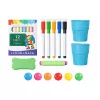 LEAN TOYS Dvipusė magnetinė sauso trynimo ir kreidinė lenta su magnetukais ir kreidelėmis, 48 vnt.