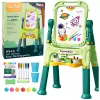 LEAN TOYS Dvipusė magnetinė sauso trynimo ir kreidinė lenta su magnetukais ir kreidelėmis, 48 vnt.