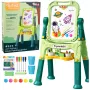 LEAN TOYS Dvipusė magnetinė sauso trynimo ir kreidinė lenta su magnetukais ir kreidelėmis, 48 vnt.