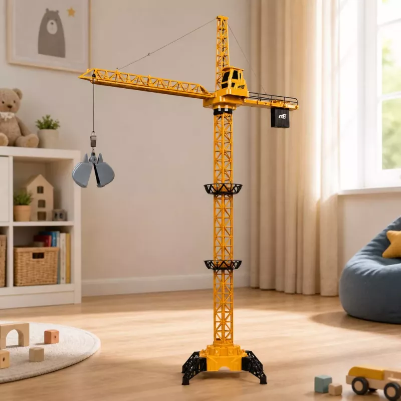 LEAN TOYS Nuotolinio valdymo statybinis kranas RC laidinis 360° sukimasis 71 cm
