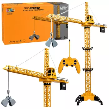 LEAN TOYS Nuotolinio valdymo statybinis kranas RC laidinis 360° sukimasis 71 cm