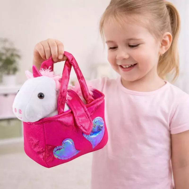 LEAN TOYS Minkštas žaislas Vienaragis maišelyje, Baltas, 25 cm