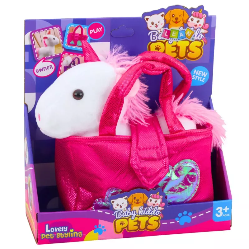 LEAN TOYS Minkštas žaislas Vienaragis maišelyje, Baltas, 25 cm